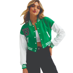 Chaqueta Varsity Corta Personalizada, Chaqueta Varsity Corta Transpirable con Letras, Chaquetas Cortas para Mujer a Precio de Mayoreo con MOQ Bajo - Product Image 1