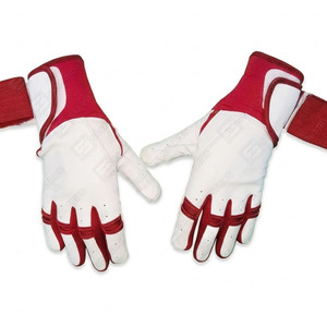 Gants de frappeur de baseball en cuir sur mesure de qualité supérieure, manchette longue, taille adulte, combinaison de couleurs blanc et bordeaux, pour l'entraînement au baseball - Product Image 2
