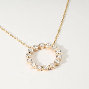 Pendentif cercle ouvert en diamant de laboratoire rond, or massif 10K 14K 18K, bijoux faits main, pendentif précieux, cadeau d'anniversaire pour femme - Product Image 2