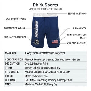 Pantalones Cortos de MMA Sublimados Personalizados, que Absorben la Humedad, Ropa Deportiva Patriótica para Equipos, Entrenamiento de Deportes de Combate, Logotipo OEM, Poliéster, Artes Marciales - Product Image 5