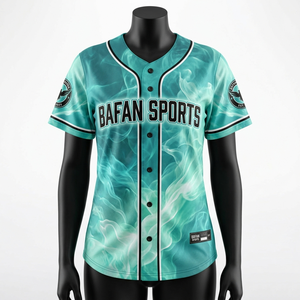 Camiseta de Béisbol para Mujer, 180 GSM, Poliéster Suave y Transpirable, Diseño Gráfico Teal Smoke, Logotipo Personalizado - Product Image 3