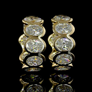 Pendientes de Aro con Bisel de Diamantes Cultivados en Laboratorio, Oro de 10K, 14K, 18K, Plata 925, 935, Joyería Fina Clásica de Lujo para Boda y Compromiso - Product Image 1