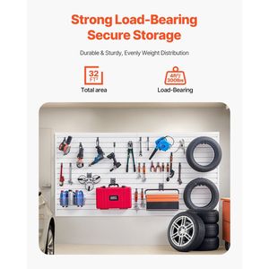 Panel de Revestimiento de Pared de PVC Blanco Fácil de Instalar, 8 x 4 pies, Accesorios para Paneles de Revestimiento de Pared, Panel de Revestimiento de Pared Ajustable para Almacenamiento en la Pared - Product Image 2