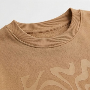 Conjunto de Sudadera de Felpa de 2 Piezas para Mujer, Cuello Redondo, Estampado Geométrico, Manga Larga, Corte Holgado, Pantalones Deportivos Casuales, Color Bronceado, para Todas las Temporadas - Product Image 4