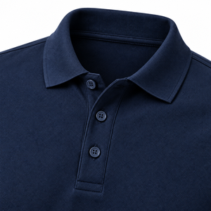 Men's <b>Long</b> <b>Sleeve</b> Polo <b>Shirt</b> Solid <b>Navy</b> Casual Button Down Collar Knitted Jersey Top - Product Image 3