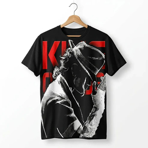 T-shirt noir imprimé King Michael Jackson pour homme, manches courtes, col rond, coupe ample, style jersey décontracté, 100 % coton, écologique - Product Image 1