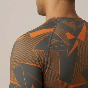 Men's Gradient Color <b>Custom</b> Short Sleeve <b>Compression</b> T-<b>Shirt</b> O-Neck Quick Dry Sporty Fit Athletic Performance Wear - Product Image 4