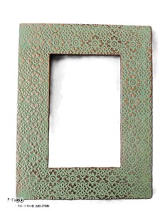 Rectangle Metal Mirror <b>Frame</b> with Embossed Floral Design White and <b>Gold</b> Finish Decorative Wall Accent - Product Image 2