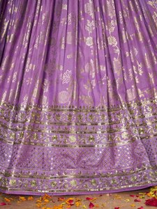 Rivaayat House Purple Zari Foil Printed Polyester Chiffon <b>Shawl</b> Organza Dupatta for Women's Ethnic <b>Wedding</b> Party Wear All - Product Image 4