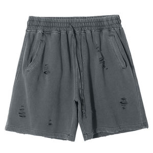 Acid Wash Vintage Custom Men's Shorts <b>Elastic</b> Waist 100% Cotton Summer Streetwear Casual Bulk Manufacturer - Product Image 3