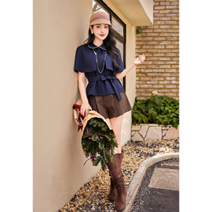 Blusa Elegante para Mujer con Cuello Peter Pan y Cinturón de Tela a Juego, Estilo Casual para Oficina, Otoño-Invierno, DARCY, ODM OEM - Product Image 2