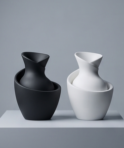 Juego de Decoración Escultural Artística Contemporánea Minimalista en Blanco y Negro con Textura de Jarrón, Venta al por Mayor - Product Image 1