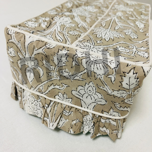 Ridhi <b>Floral</b> Warm Stone Brown Cotton Tissue <b>Box</b> Cover Ruffle Hand Block Print Decorative Napkin Holder Reusable Hotel Home Decor - Product Image 3