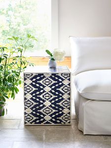 Designer Bone Inlay Side Table With Decorative Floral <b>Mosaic</b> And Luxury Interior Furniture Styling - Product Image 6