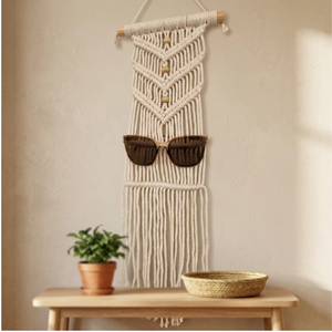 Custom JNC Macrame Boho <b>Wall</b> Clothing Holder <b>Hanging</b> Durable Cotton Multifunction <b>Storage</b> Racks for Behind Doors/On <b>Walls</b> - Product Image 2