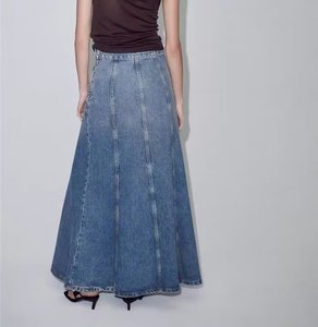Ladies Woman Maxi Length Denim Jeans Skirts - Product Image 3