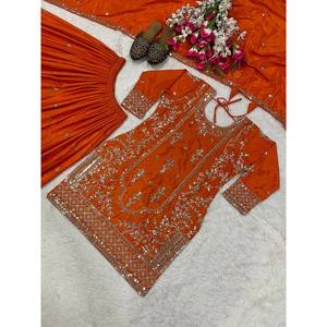 Ensemble de vêtements de fête pour femmes, haut, sharara, palazzo, dupatta - Product Image 4