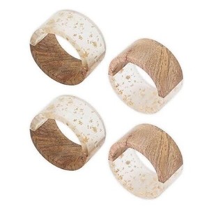Anillo de Servilleta Moderno de Resina Duradera de 5 cm de Ancho con Incrustaciones Verdes y Beige para Decoración de Mesa de Boda - Product Image 2