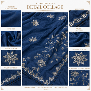 ผ้าไหมวินเทจ CHOHAN TEXTILE ขายส่ง ผ้าส่าหรียาวคลุมพื้น แต่งขอบด้วยเลื่อมอย่างหรูหรา เหมาะสำหรับงานแต่งงาน งานเลี้ยง สีน้ำเงินรอยัล สำหรับผู้หญิง - Product Image 6