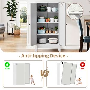 Armoire de cuisine en métal blanc, 47,3 pouces, autoportante, rangement réglable avec 3 étagères, capacité de 110 lb, organisateur robuste - Product Image 6