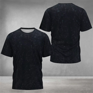เสื้อยืดคอกลมแขนสั้นผู้ชาย สีดำขาว พิมพ์ลายตัวอักษร ผ้าเจอร์ซีย์เนื้อนุ่ม ยับยาก ทรงโอเวอร์ไซส์ สวมใส่สบาย ผลิตจากผ้าฝ้าย 100% - Product Image 3