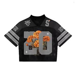 Maillot de sport personnalisé en mesh à manches courtes, respirant, pour l'entraînement athlétique, avec numéro graphique personnalisable, vente en gros OEM - Product Image 1