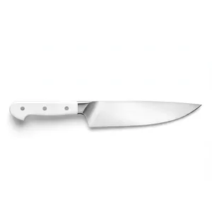 Cuchillo de Chef Clásico de 8 Pulgadas con Hoja Plateada y Mango Blanco de Tres Remaches, Cuchillo de Cocina para Cortar Frutas y Verduras, Preparación Diaria de Alimentos - Product Image 2