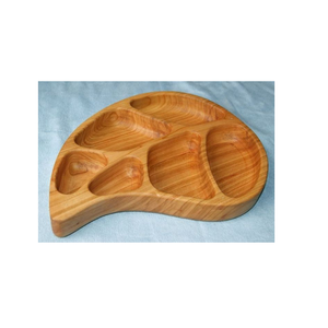 Plateau de service en bois poli fait main en forme de feuille avec compartiments, écologique, pour collations et condiments de fêtes, organisateur moderne pour cuisine - Product Image 6