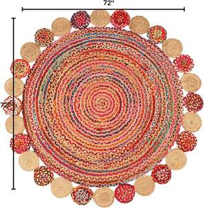 Tapis rond Chindi, tapis design bohème pour chambre à coucher, chambre d'amis, salon, chambre de fille, paillassons - Product Image 4