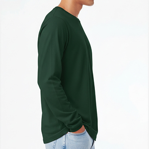 Nueva Camiseta de Moda para Hombre, Estilo Hip Hop, Holgada, con Hombros Caídos, Cuello Redondo, Manga Larga, 100% Algodón, Tallas Grandes, Personalizable, Color Sólido - Product Image 3