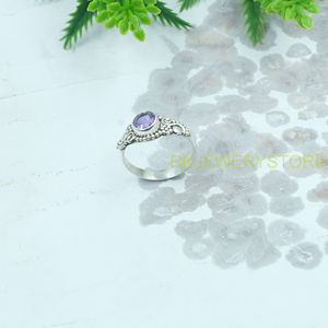 Anillo de Amatista Natural, Plata de Ley 925, Hecho a Mano, Diseño Vintage con Cuentas, Anillo de Piedras Preciosas para Mujer, Proveedor de Joyería Fina, Regalo de Navidad - Product Image 6