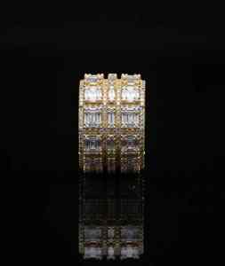 Square Gold Hip Hop <b>Ring</b> Iced Out Diamond Style 925 <b>Silver</b> or 10K 14K Gold Finish Streetwear Statement <b>Ring</b> for <b>Men</b> Bling - Product Image 2