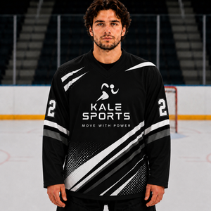 เสื้อฮอกกี้น้ำแข็ง Kale Sports แบบยูนิเซ็กซ์ คอวี แขนยาว ผ้าโพลีเอสเตอร์ 100% ระบายอากาศได้ดี ทรงปกติ สำหรับผู้ใหญ่ ลายพิมพ์ด้านหน้า - Product Image 3