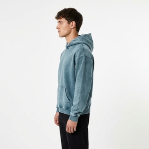 Sudadera con Capucha Unisex Oversize de Algodón Felpa Verde Sólido con Lavado Ácido, Ajuste Holgado, Estilo Casual para Invierno, con Bordado Digital - Product Image 5