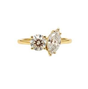 1.65 CT 2 Stone Lab Grown <b>Diamond</b> <b>Ring</b> 18K Gold for Women | IGI Certified Filled | Luxury Engagement <b>Ring</b> | Bridal Jewelry - Product Image 2