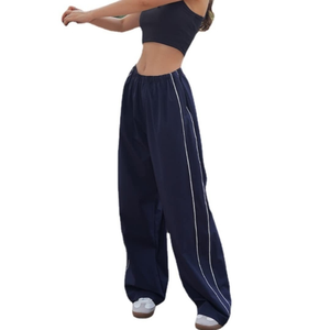 Pantalones deportivos de mujer al por mayor con cordón, pierna recta, bolsillos, para correr, 100% poliéster, de secado rápido - Product Image 2