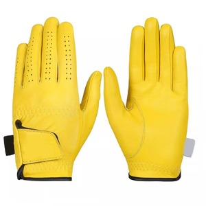 Gants de golf jaunes en cuir véritable, respirants, avec fermeture auto-agrippante, unisexes, pour le sport - Product Image 1