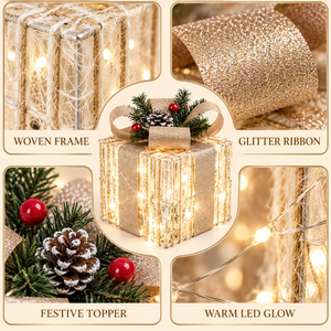 Decoraciones Navideñas 2026, Adornos Artesanales para Árbol de <span class=keywords><strong>Navidad</strong></span>, Lazo para Caja de Regalo que Mejora el Ambiente, Juego de Tres Adornos de Hierro Forjado - Product Image 5