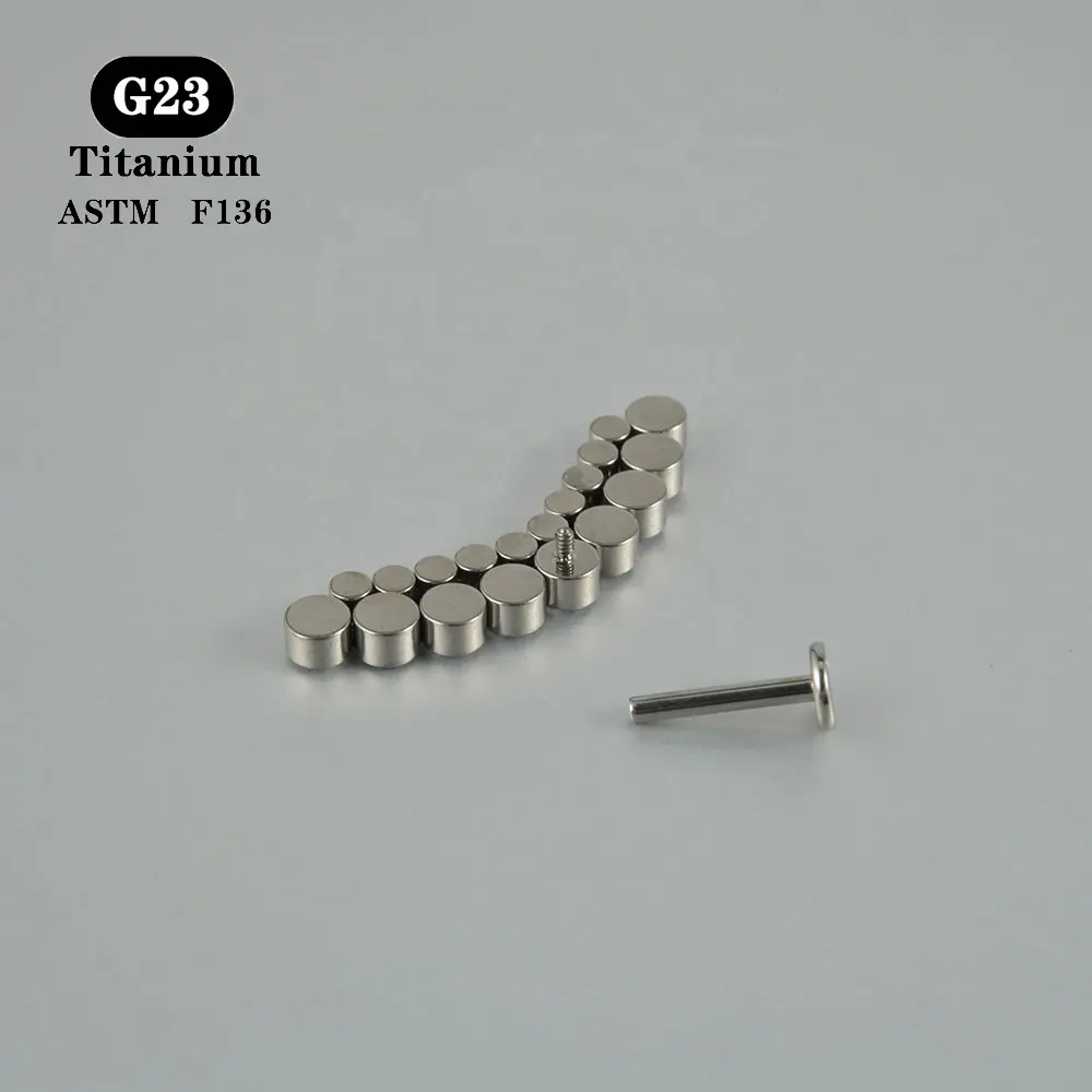 ASTM F136 titane Zircon forme incurvée oreille Cartilage Tragus dos plat boucle d'oreille interne fileté Labret Piercing bijoux