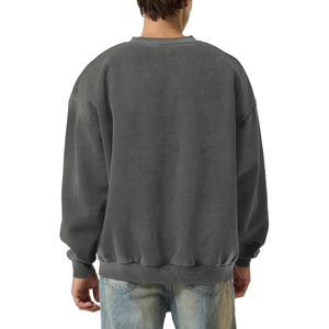 เสื้อสเวตเชิ้ตคอกลมทรงโอเวอร์ไซส์สำหรับผู้ชาย สไตล์วินเทจ สีเทาเข้ม แขนยาว ผลิตตามสั่งขายส่ง รับผลิตแบบ OEM ODM - Product Image 2