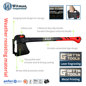 Splitting <b>Axe</b> Heavy Duty Maul Securely Fixed Grade-A Carbon Steel Head Aggressive Cutting Angle Anti Shock <b>Handle</b> Firewood <b>Axe</b> - Product Image 3