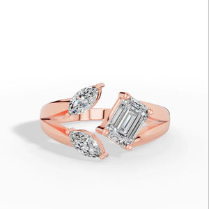 Anillo Floral con Esmeralda y Diamante de Corte Marquesa Cultivado en Laboratorio, Oro de 10K, Venta al por Mayor, Fabricante y Proveedor de Joyería Fina OEM - Product Image 1