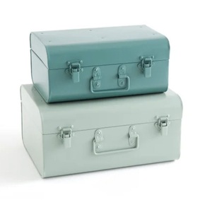 Caja de Joyería Rectangular de Tela y Metal con Tapa, Diseño Clásico, Dos Tonos de Color, Apilable, 1 Capa - Product Image 6