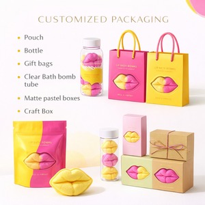 Bombes de bain en forme de lèvres, personnalisées, mignonnes, à base de plantes, faites à la main, pour le bain, soins végétaliens pour la peau, relaxantes, OEM disponible, boule de bain - Product Image 6