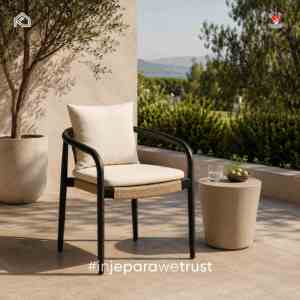 Silla de Patio para Exteriores al por Mayor, Silla de Comedor de Madera de Teca Sólida, Resistente a la Intemperie, Silla de Jardín Moderna para Villa - Product Image 1