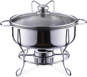 หม้อสต็อกสแตนเลสอย่างดี พร้อมฝาแก้วนิรภัย อเนกประสงค์ ใช้สำหรับอุ่นอาหารบุฟเฟ่ต์และเสิร์ฟอาหารสำหรับงานจัดเลี้ยง - Product Image 2