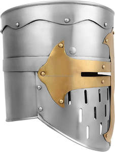 เหล็กอัศวินเทมพลาร์หมวกกันน็อค Crusader เงิน Swagger วิญญาณยุคกลางกรีกโรมันเกราะสวมใส่ได้สําหรับผู้ใหญ่ - Product Image 2