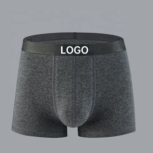 Men's Mid-Rise <b>Boxer</b> Briefs Solid Gray Spandex/<b>Polyester</b> Breathable Knitted Underwear Eco-Friendly Anti-Bacterial Sublimation - Product Image 1