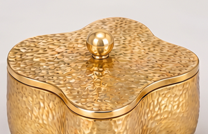 Boîte de rangement de luxe pour fruits secs en or brossé de qualité supérieure, à quatre compartiments, avec bouton sphérique, organisateur alimentaire en fer blanc - Product Image 5
