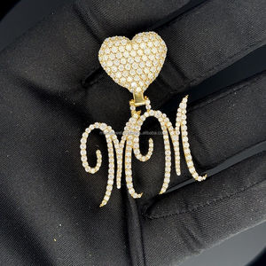 Pendentif double lettre VVS moissanite Pendentif diamant clouté de qualité supérieure Pendentif en moissanite avec caution personnalisée en forme de cœur - Product Image 6